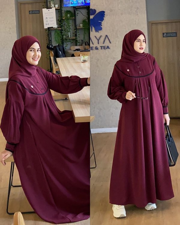 Original Dubai Cherry Burqa Luxury-00023 (Maroon)